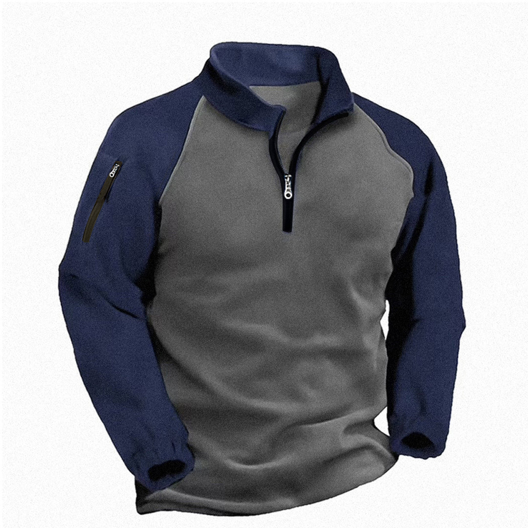 Herren funktionale Fleecejacke mit Stehkragen und Reißverschluss R&B