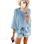 Damen lässiger Strickoversize-Pullover