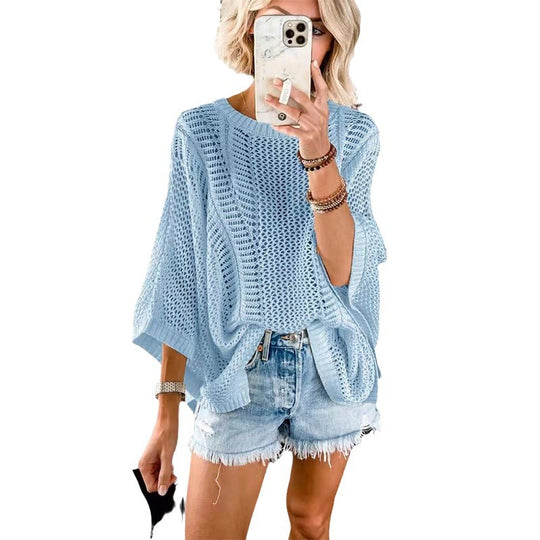 Damen lässiger Strickoversize-Pullover R&B