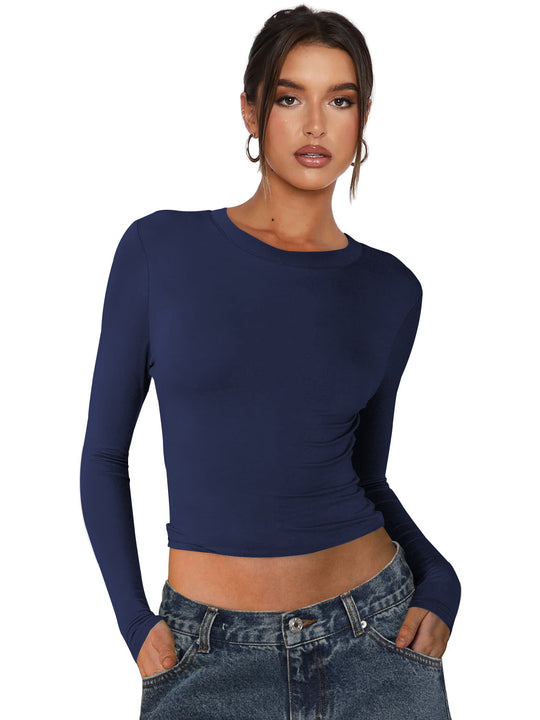 Damen lässiges Langarmshirt mit figurbetontem Schnitt R&B