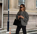Damen oversized Wolljacke mit elegantem Schnitt und lässigem Look R&B