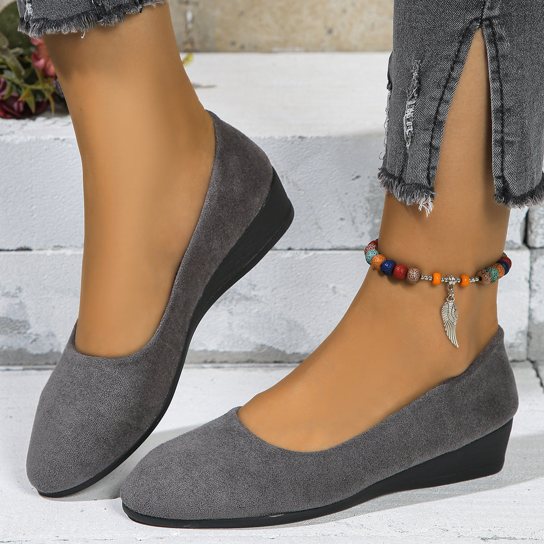 Damen elegante Wedge-Pantoletten mit überkreuzten Riemen und komfortablem Fußbett R&B