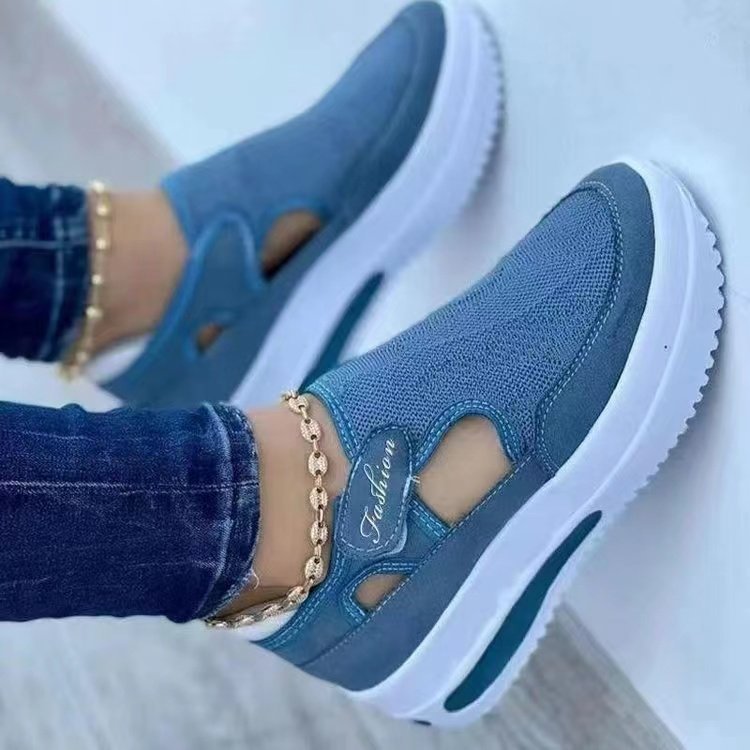 Damen Sportliche Slip-On Sneakers mit atmungsaktiver Netzstruktur und rutschfester Sohle R&B