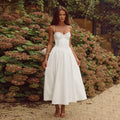 Damen Midikleid mit dekolletiertem Oberteil und dekorativen Knöpfen R&B