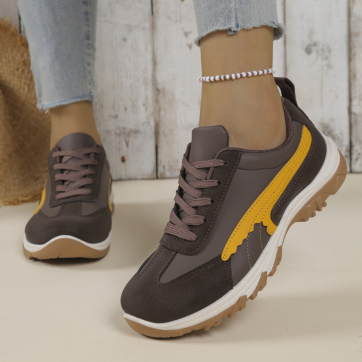 Damen sportliche Sneaker mit rutschfester Sohle und atmungsaktivem Obermaterial R&B