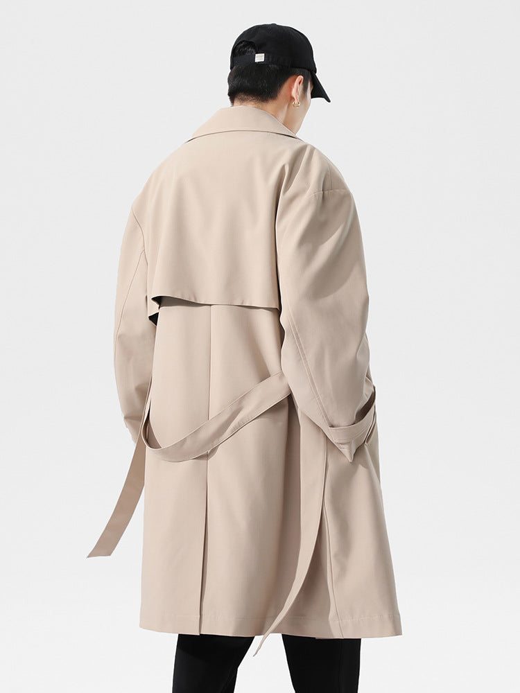 Herren Trenchcoat Khaki Herbstmantel Casual Slim Fit Koreanischer Style