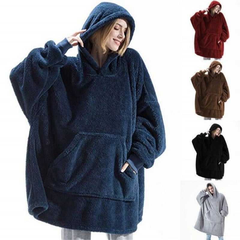 Damen oversize Fleece-Hoodie mit Kängurutasche und Kapuze R&B