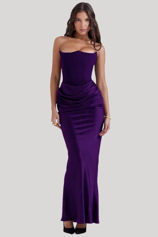 Damen Elegantes Abendkleid mit tiefem Dekolleté und drapierten Details R&B