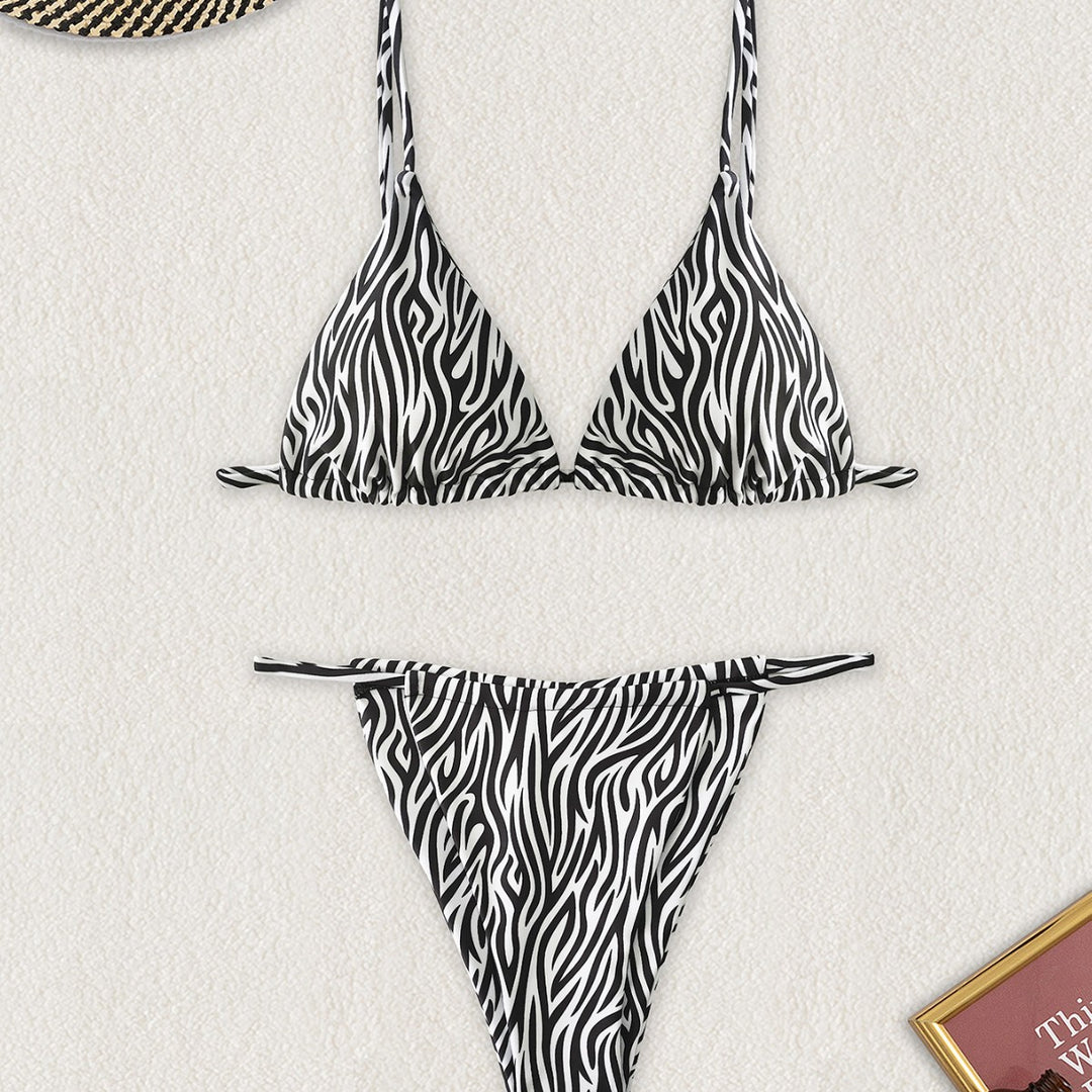 Damen Triangel-Bikini mit spannendem Zebra-Design und verstellbaren Trägern R&B