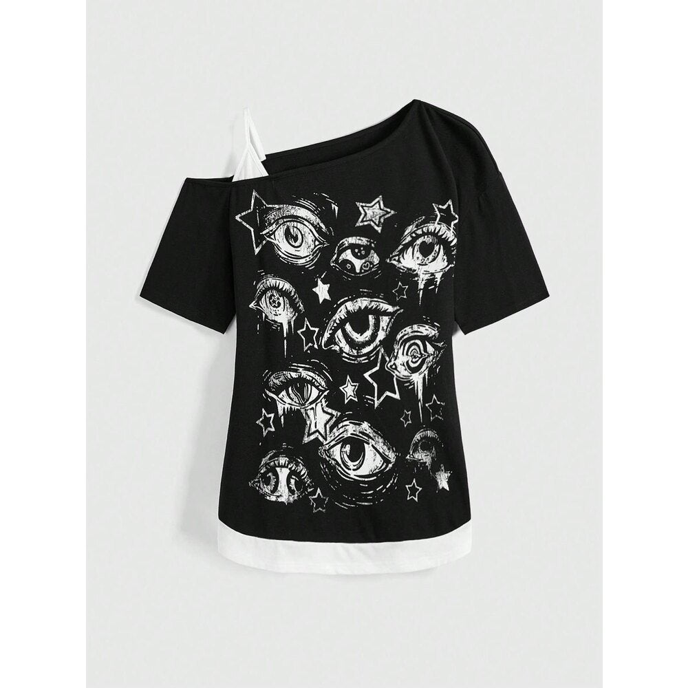 Damen kreatives T-Shirt mit asymmetrischem Design R&B