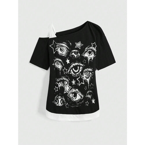 Damen kreatives T-Shirt mit asymmetrischem Design R&B