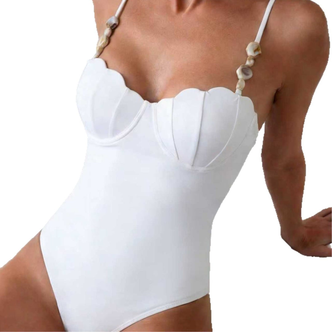 Damen eleganter Einteiler-Badeanzug mit Muschel-Akzenten R&B