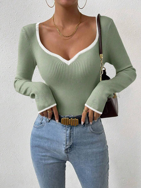 Damen Langarmshirt mit herzförmigem Ausschnitt R&B