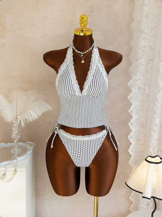 Damen Halter-Kini-Set mit Spitzenakzenten R&B