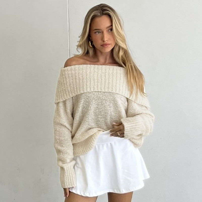 Damen Off-Shoulder Strickpullover R&B