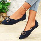 Damen Elegante Ballerinas mit dekorativem Metallring R&B