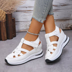 Damen sportliche Plateau-Sandalen mit verstellbaren Riemen und ergonomischer Sohle R&B