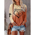R&B | Langarmshirt Lockere Passform Baumwollmischung Grafische Vorderseite Freizeitstil