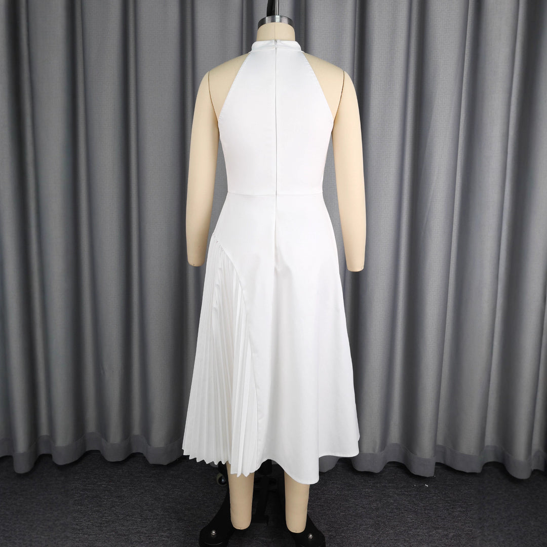 Damen Elegantes Midikleid mit Keyhole-Ausschnitt und plissiertem Saum R&B
