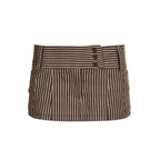 Damen Minirock mit dekorativen Knopfdetails und senkrechten Streifen R&B