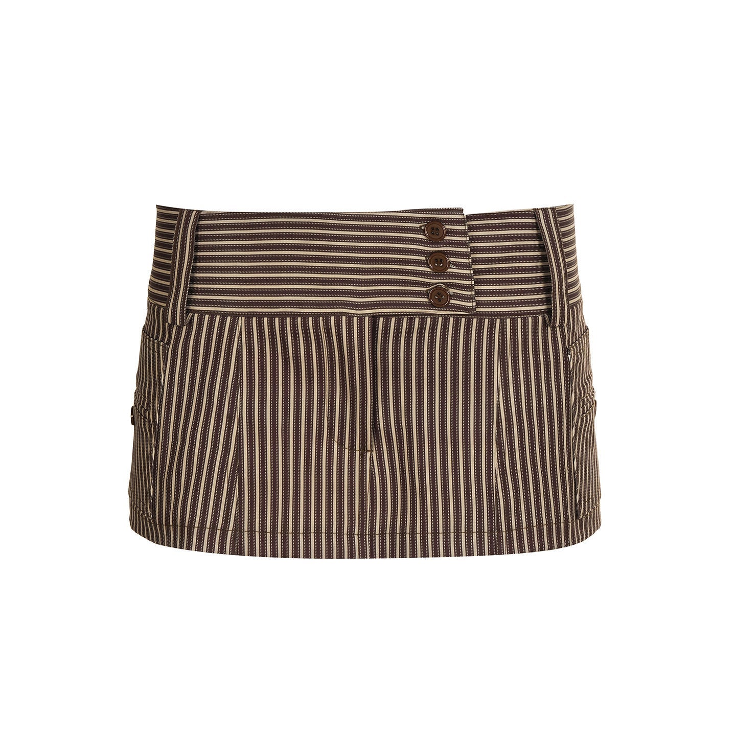 Damen Minirock mit dekorativen Knopfdetails und senkrechten Streifen R&B