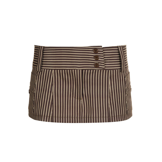 Damen Minirock mit dekorativen Knopfdetails und senkrechten Streifen R&B