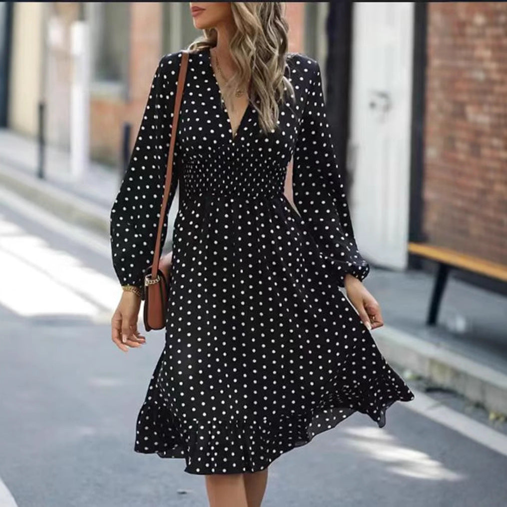 Damen Viskose Maxikleid mit voluminösen Ärmeln und Rüschensaum Heidi-Mode