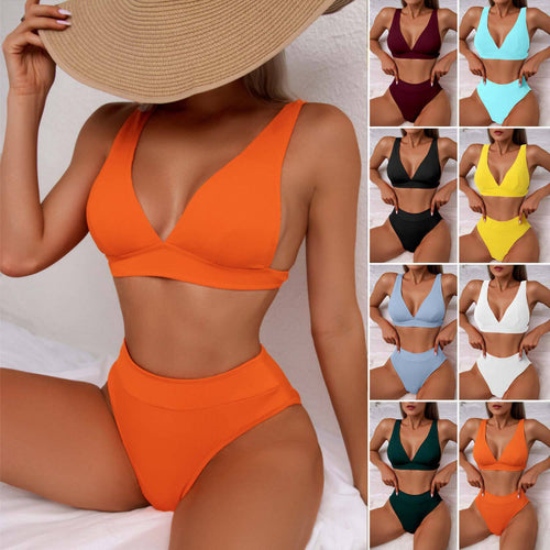 Damen Hoch geschnittener Bikini mit atmungsaktivem Oberteil und elastischem Bund R&B