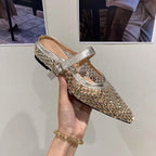 Damen elegante Slingback Ballerinas mit funkelnden Strassdetails R&B