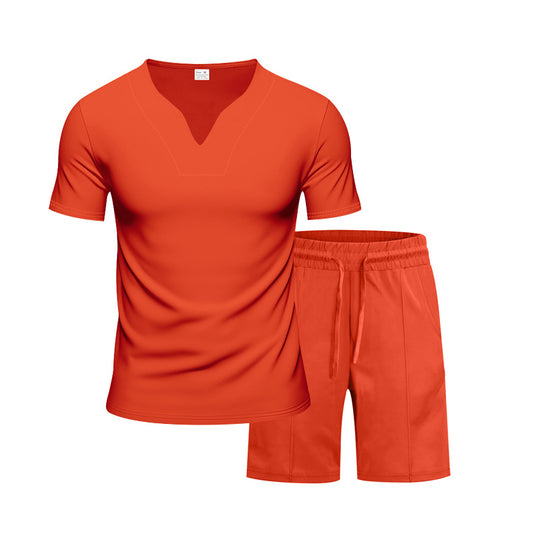 Herren Sportanzug mit V-Ausschnitt und elastischem Bund R&B