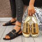 Damen Stilvolle Riemensandalen mit dekorativen Kettenakzenten R&B