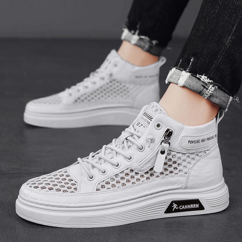 Damen modische High-Top Sneakers mit atmungsaktivem Netzdesign und rutschfester Laufsohle R&B