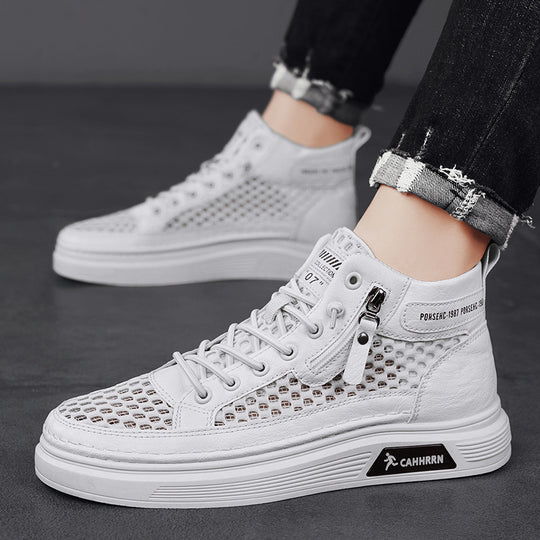 Damen modische High-Top Sneakers mit atmungsaktivem Netzdesign und rutschfester Laufsohle R&B