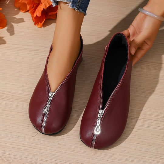 Damen bequeme Schlupfschuhe mit praktischem Reißverschluss R&B