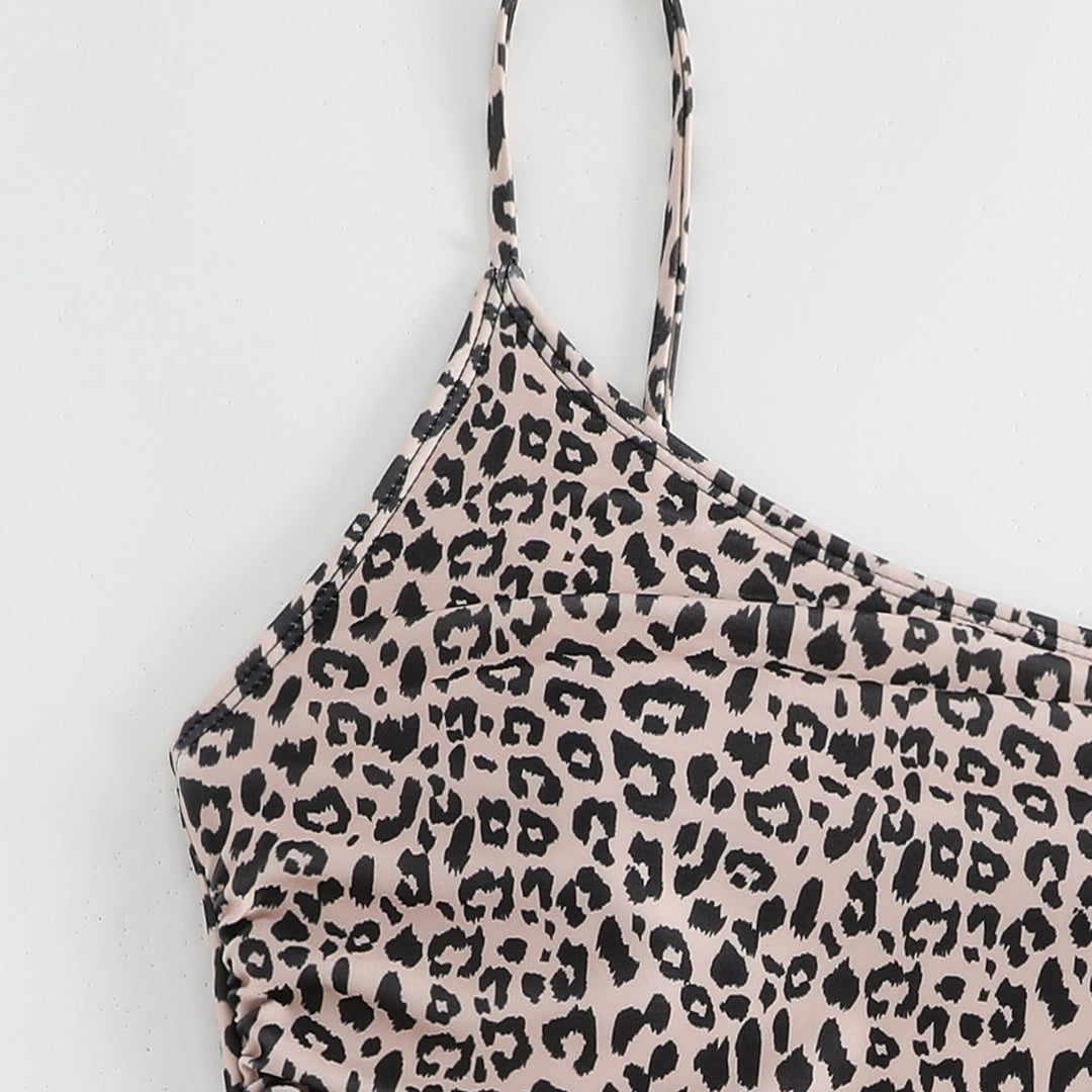 Damen One-Shoulder Badeanzug mit stylischem Animal-Print und femininen Raffungen R&B