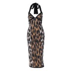 Damen Rockabilly Kleid mit Halterneck-Design und trendigem Animalprint R&B