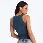 Damen Crop-Top mit kreativem Schriftzug und figurbetontem Schnitt R&B