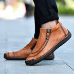 Damen Elegante und bequeme Lederschuhe mit Reißverschluss