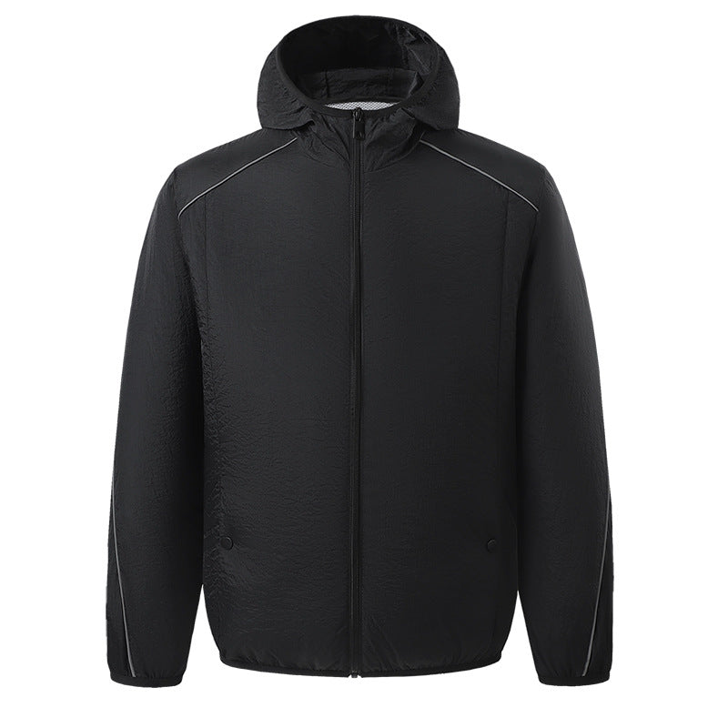 Herren nan leichte wasserdichte Kapuzenjacke winddicht mit reflektierenden Details R&B