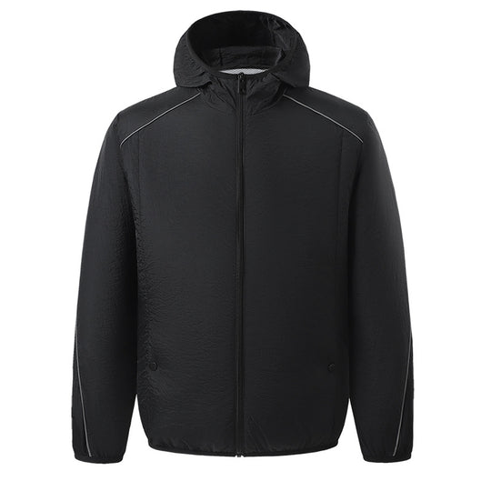 Herren nan leichte wasserdichte Kapuzenjacke winddicht mit reflektierenden Details R&B