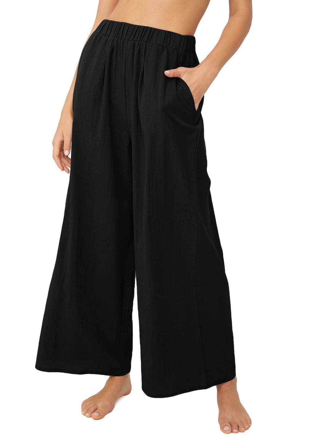 Damen Leichte Weitehose mit elastischem Bund und praktischen Taschen R&B