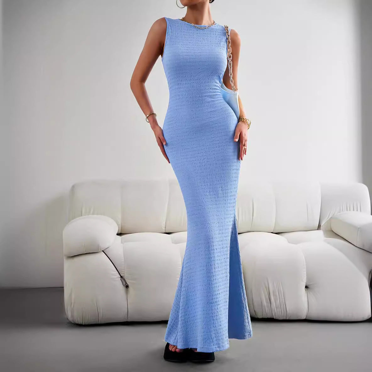 Damen Figurnahes Maxikleid mit seitlichem Schlitz R&B