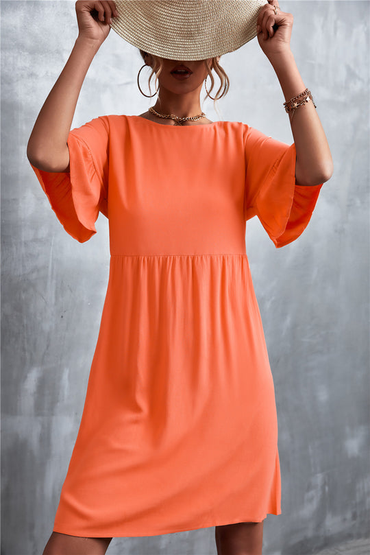 Damen Freizeitkleid mit weit ausgestellten Ärmeln und elastischem Taillenbund R&B