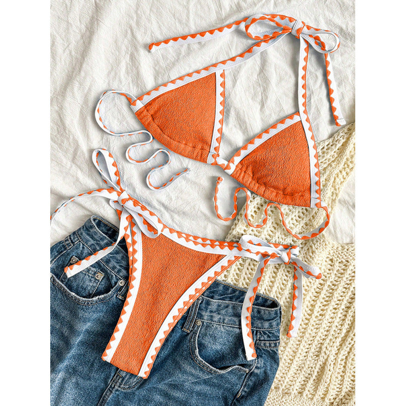 Damen Triangel-Bikini mit verspieltem Zickzackmuster R&B