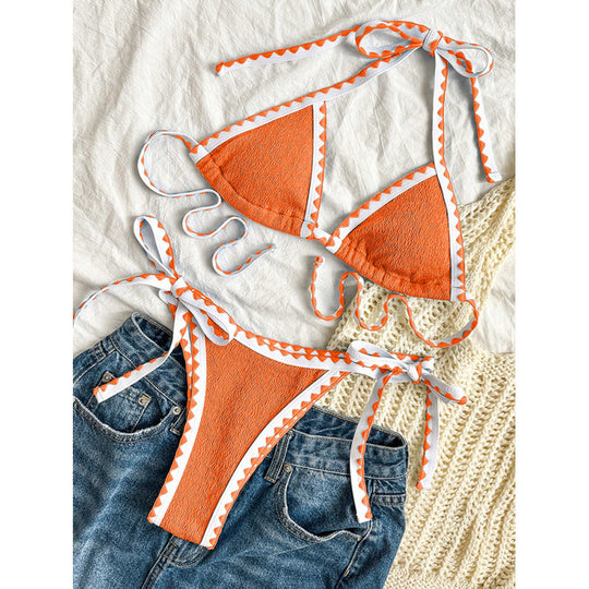 Damen Triangel-Bikini mit verspieltem Zickzackmuster R&B