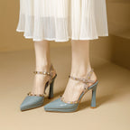 Damen elegante Absatzsandalen mit dekorativen Nieten