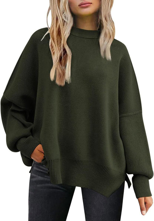 Damen Oversized Strickpullover mit breiten Ärmeln und strukturierter Oberfläche R&B
