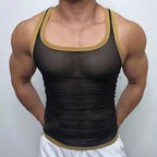 Herren nan Ringer-Top aus feinem Baumwoll-Elasthan mit Kontrastpaspel und schmaler Passform R&B