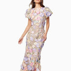 Damen Blumenkleid mit 3D-Blütenapplikationen R&B