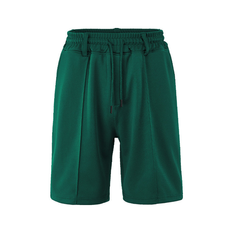 Herren nan technische Netzstruktur-Shorts mit Bügelfalte, Gürtelschlaufen und elastischem Kordelbund R&B